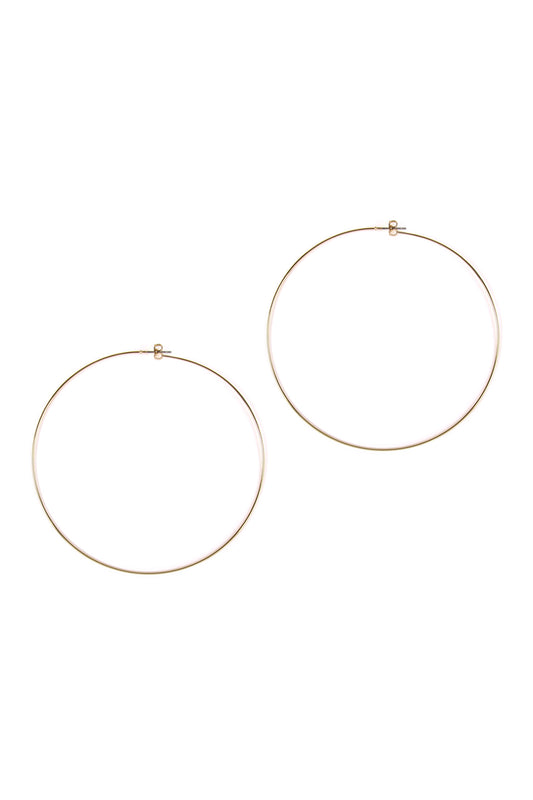 80 Mm Wire Hoop Earrings Matte Gold