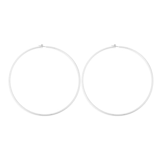 100MM Wire Hoop Earrings Matte Silver