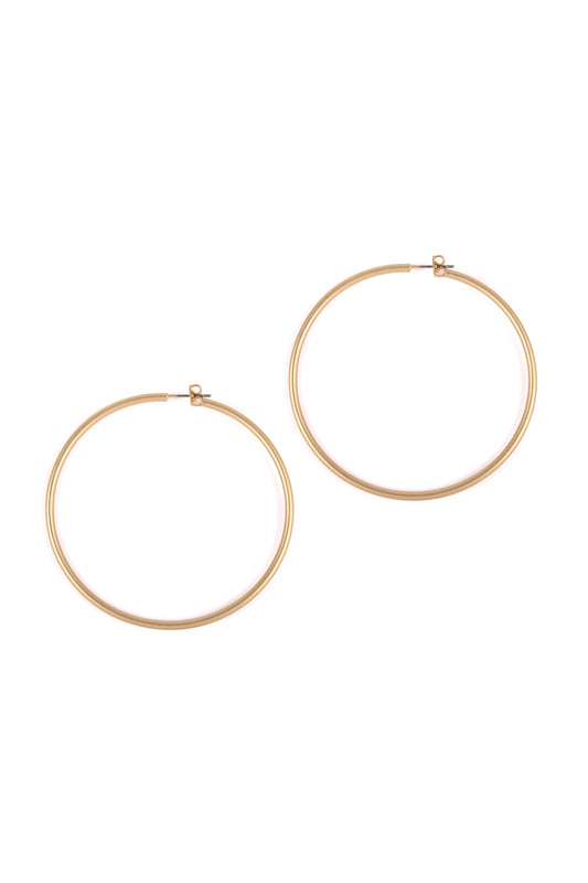 60MM Wire Hoop Earrings Matte Gold