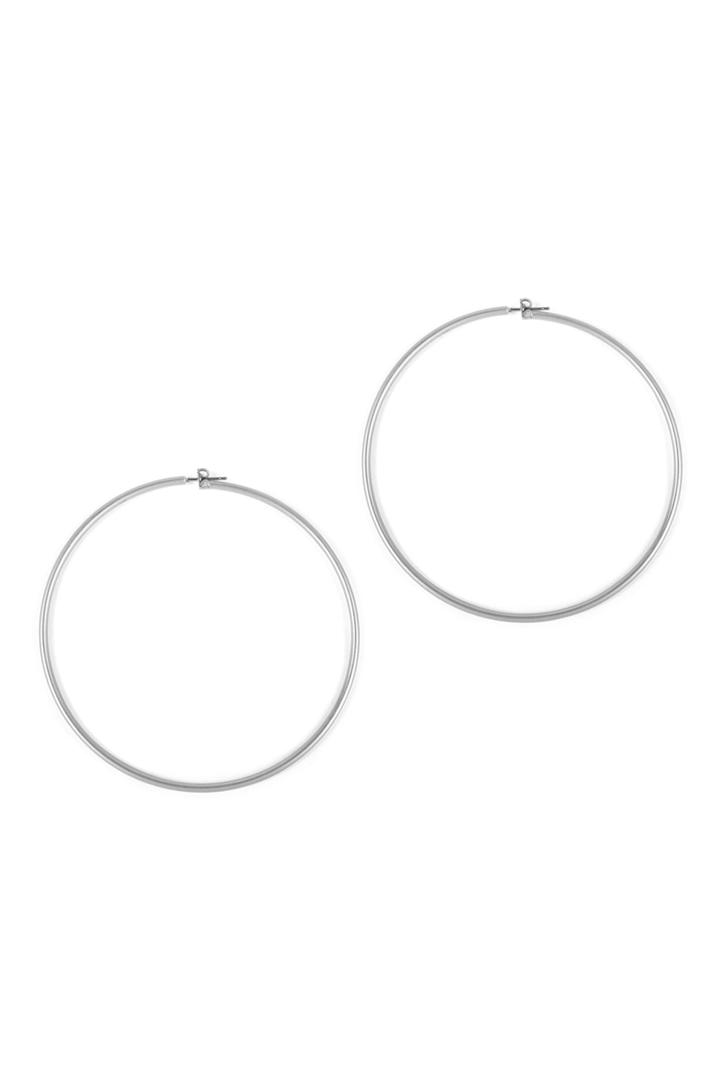 Wire Hoop Earrings Matte Silver