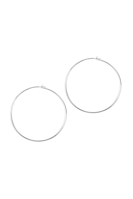 80MM Wire Hoop Earrings Silver