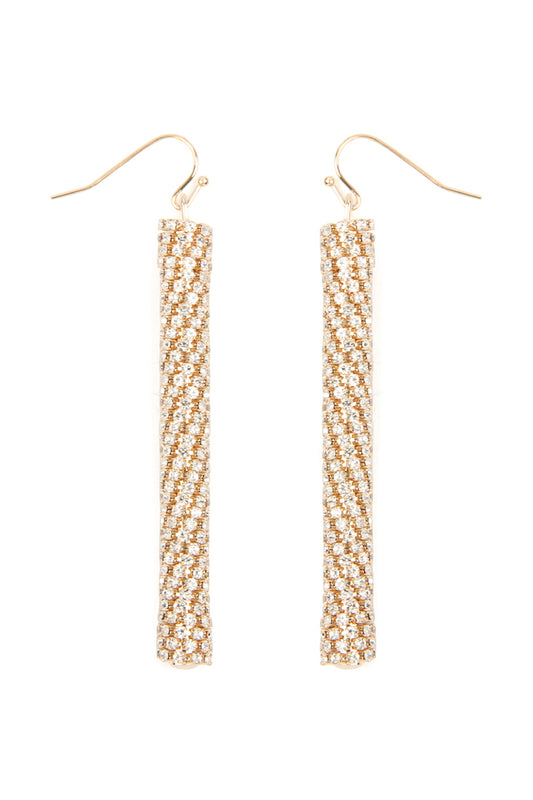 Cubic Zirconia Tube Drop Earrings Gold