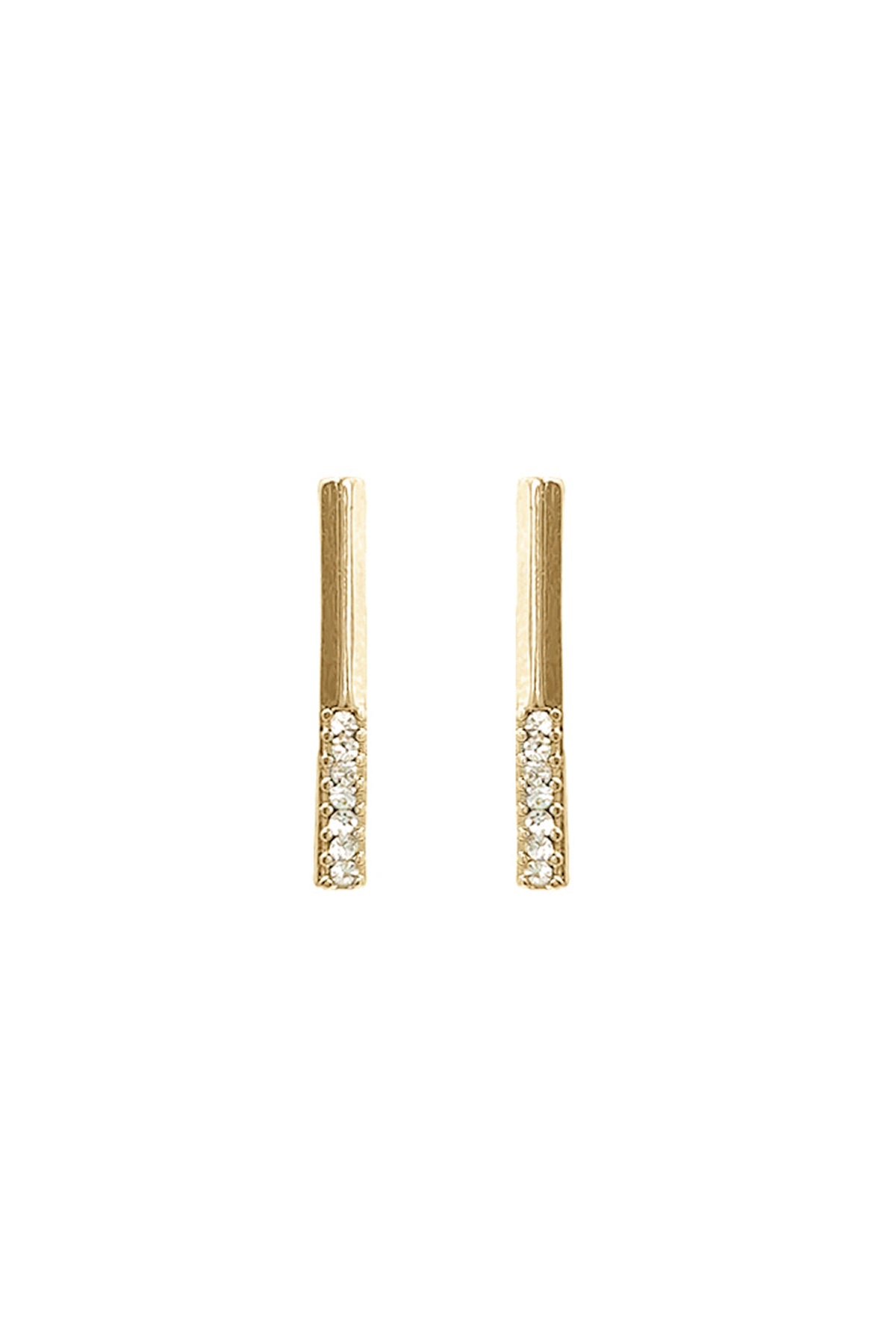 Seven Stone Bar Post Earrings  Crystal Gold