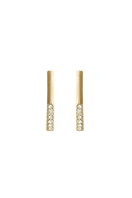 Seven Stone Bar Post Earrings  Crystal Gold
