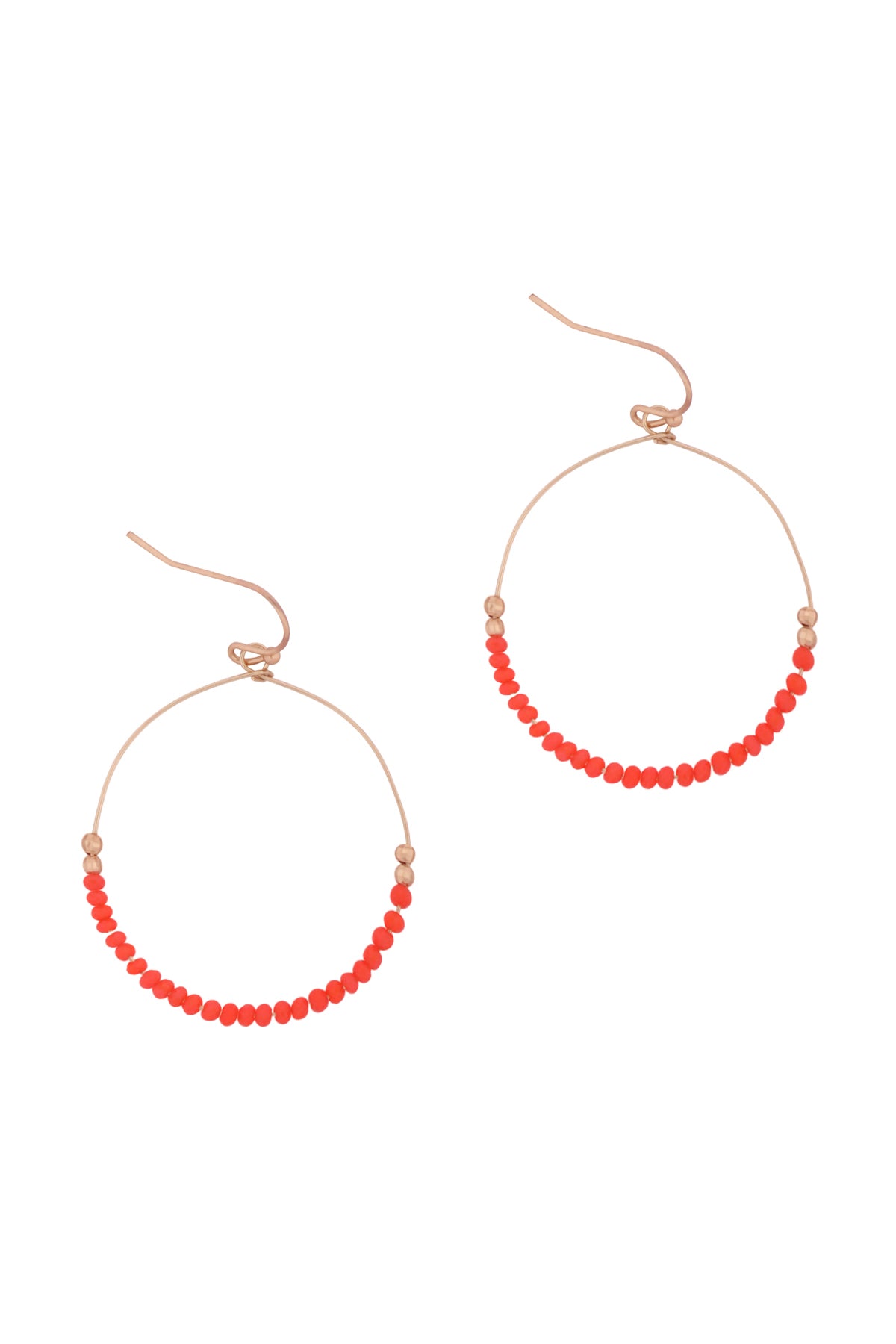 Glass Bead Round Earrings Coral