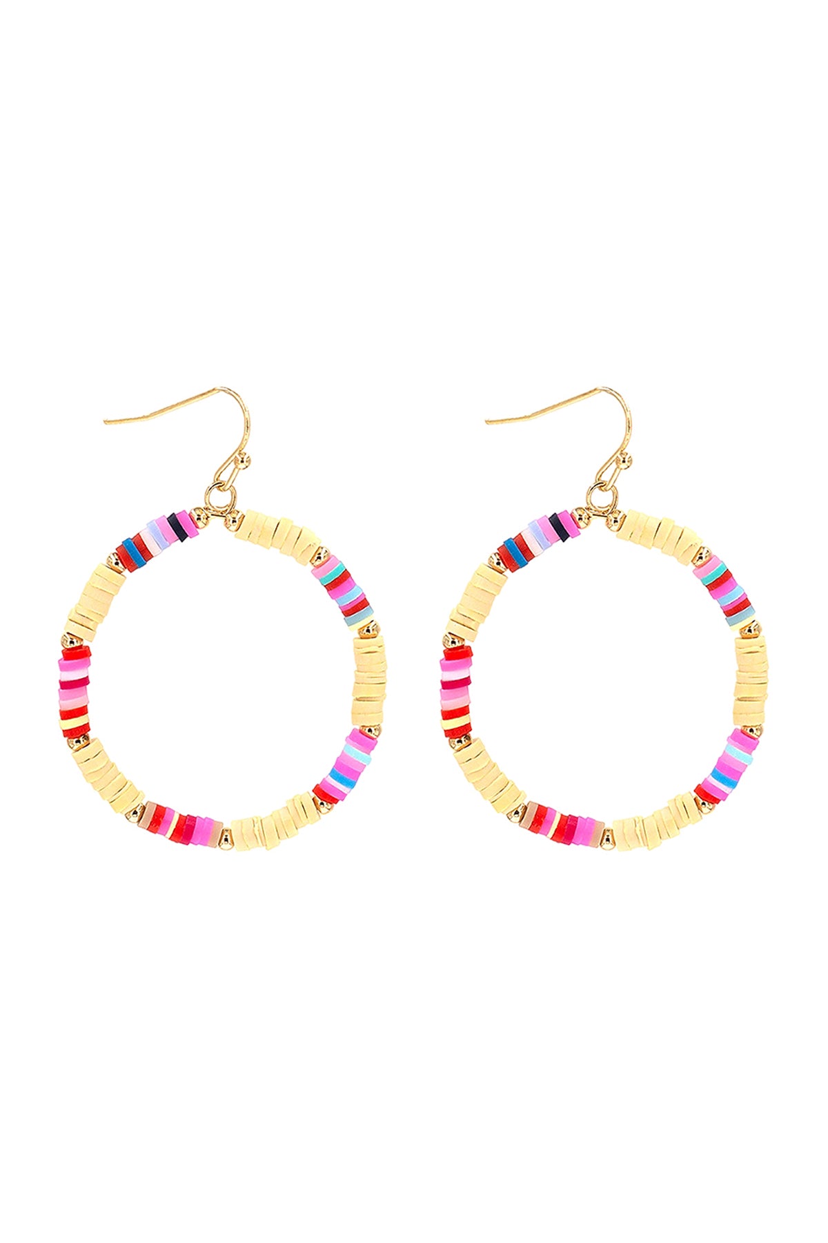 Rubber Disc Hook Earrings Beige