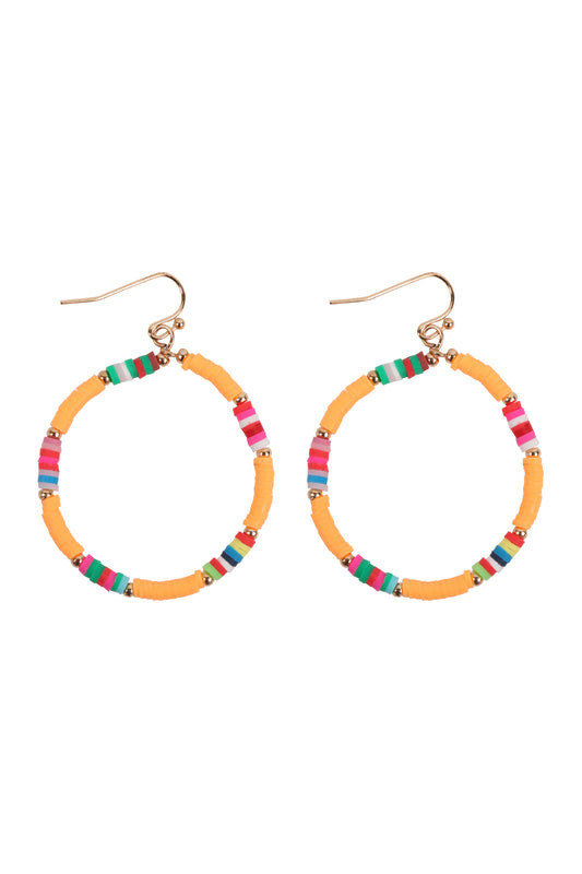 35mm Rubber Disc Hook Earrings Yellow