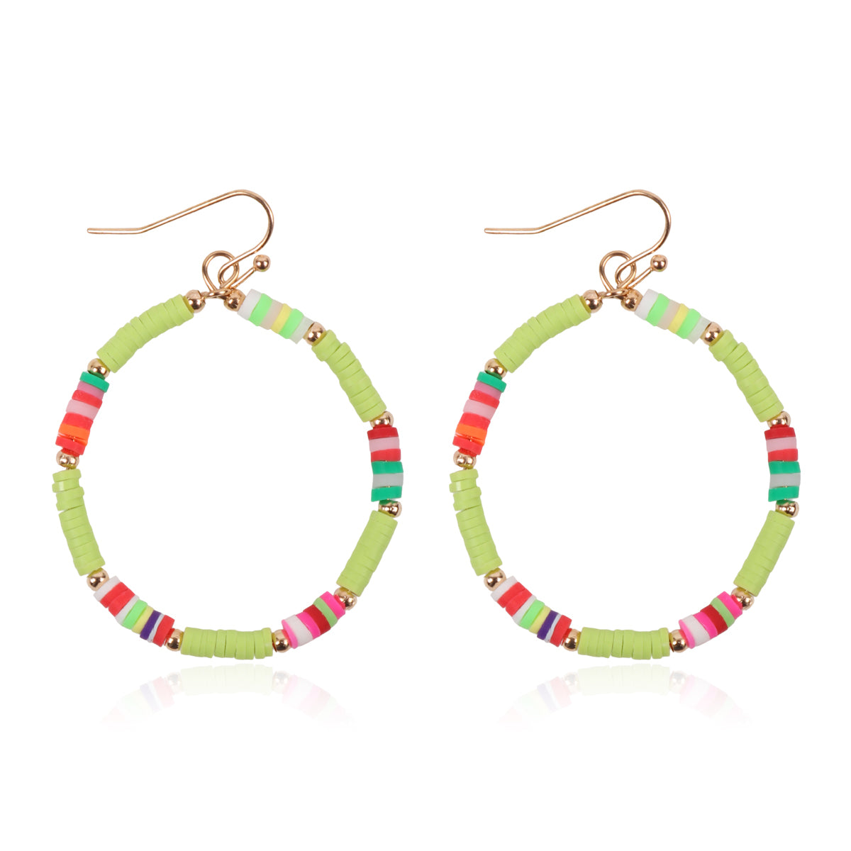 35mm Rubber Disc Drop Earrings Green