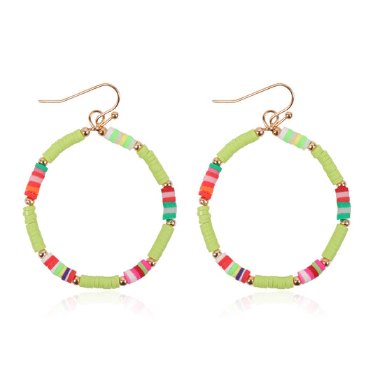 35mm Rubber Disc Drop Earrings Green