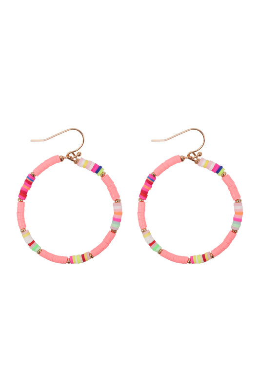 35mm Rubber Disc Hook Earrings Rose