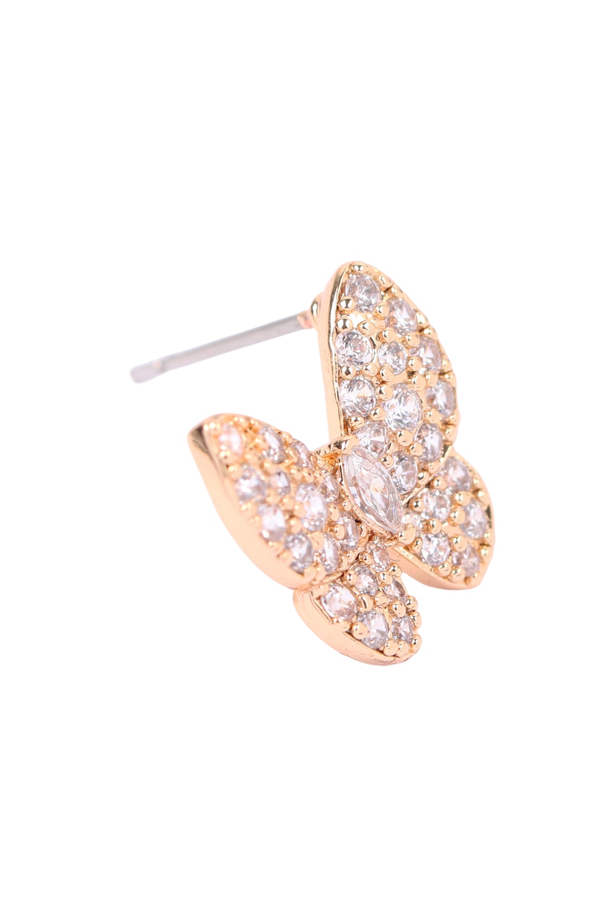 Cubic Zirconia Pave Butterfly Stud Earrings