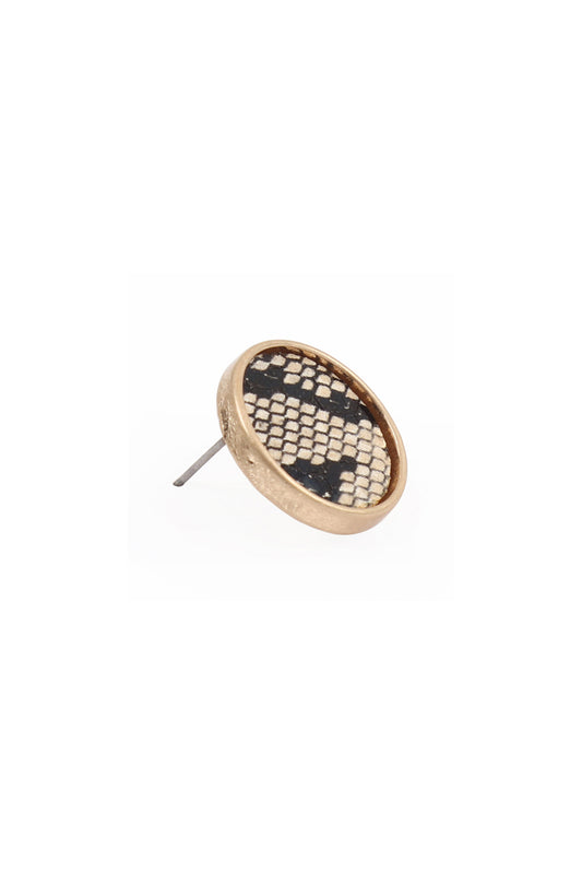Round Shape Snake Print Stud Earrings