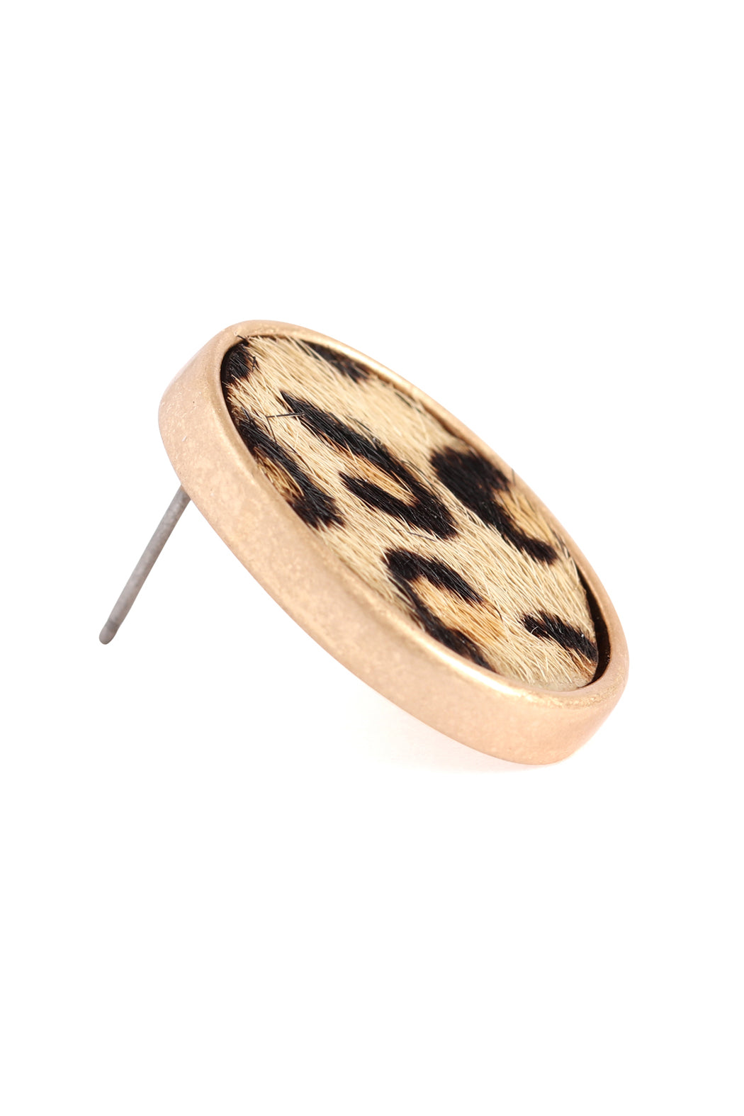 Oval Shape Leopard Print Earrings