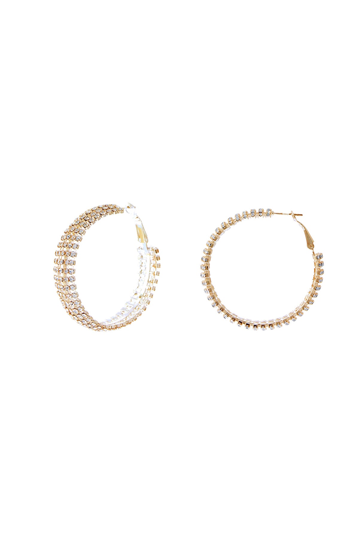 Rhinestone Line Hoop Earrings Crystal