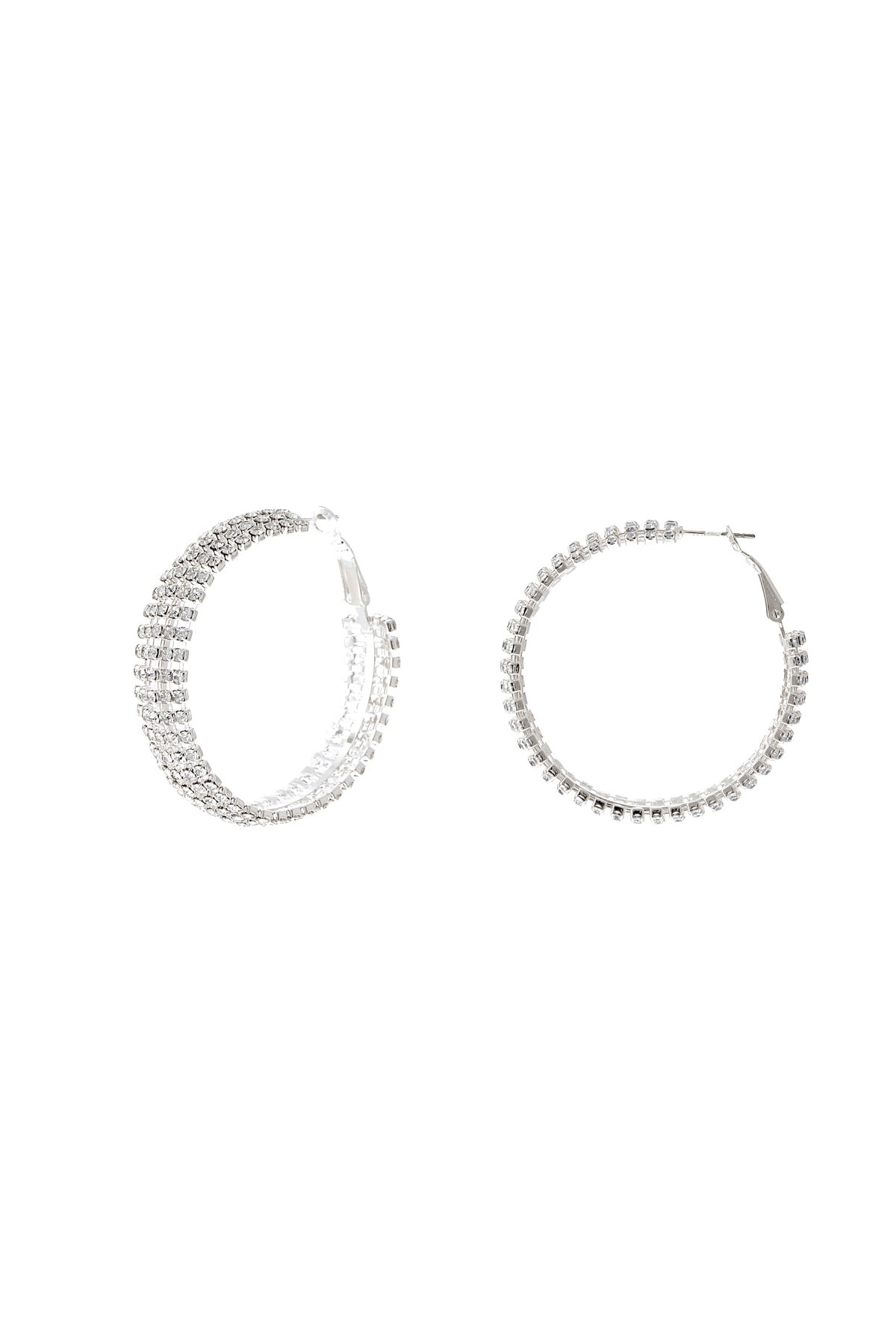 Rhinestone Line Hoop Earrings Crystal