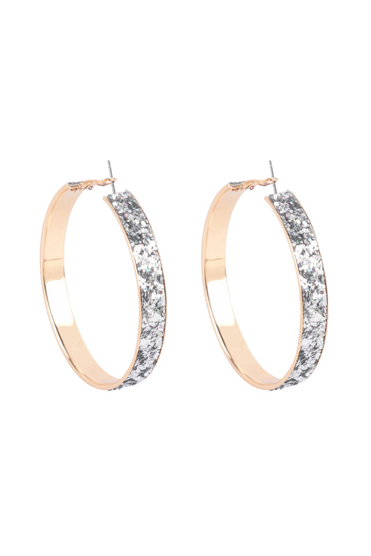 Hoop Glitter Earrings Silver Gold