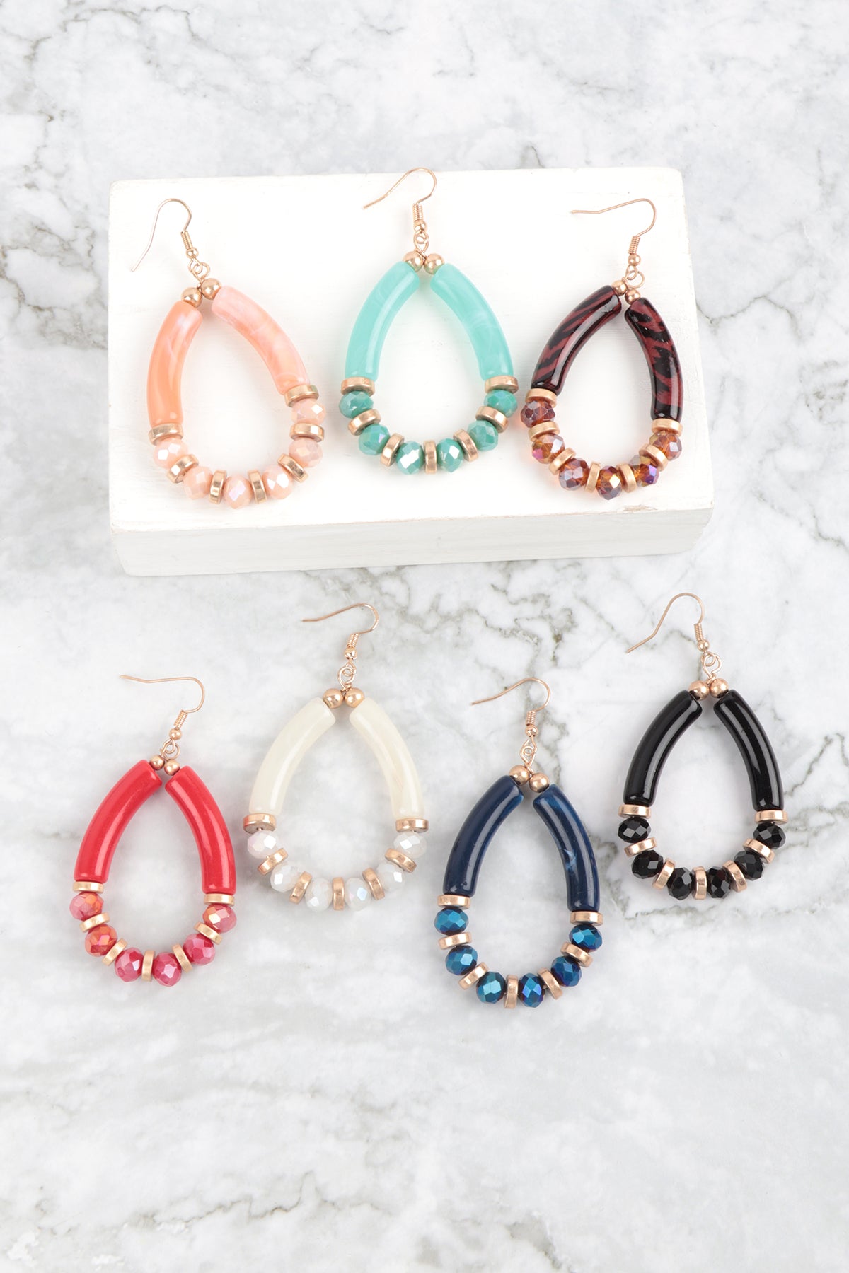 Acrylic Tube Teardrop Beads Fish Hook Earrings