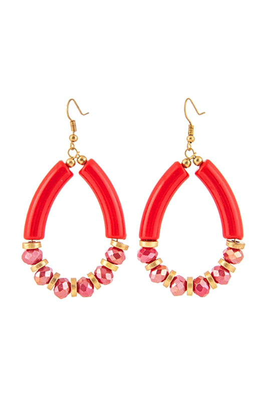 Acrylic Tube Teardrop Beads Fish Hook Earrings