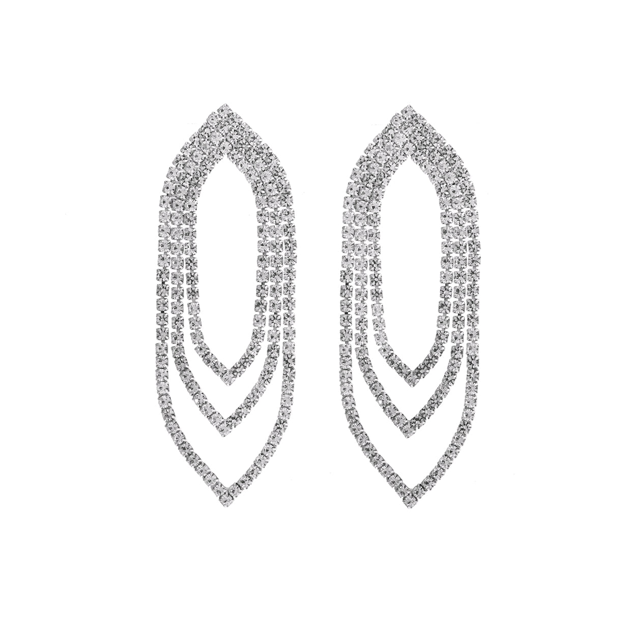 Rhinestone Moroccan Draped Earrings Crystal Silver
