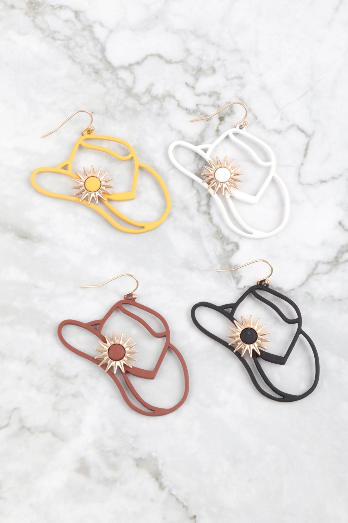 Western Cowboy Hat Filigree Drop Earrings