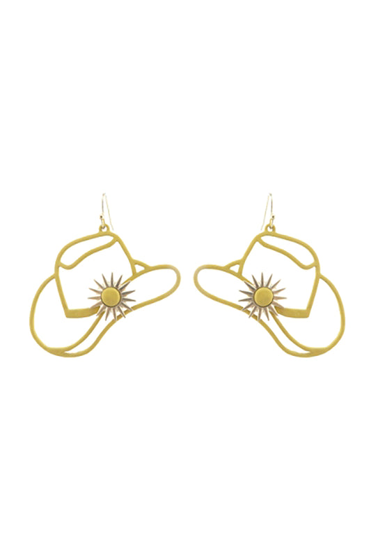 Western Cowboy Hat Filigree Drop Earrings