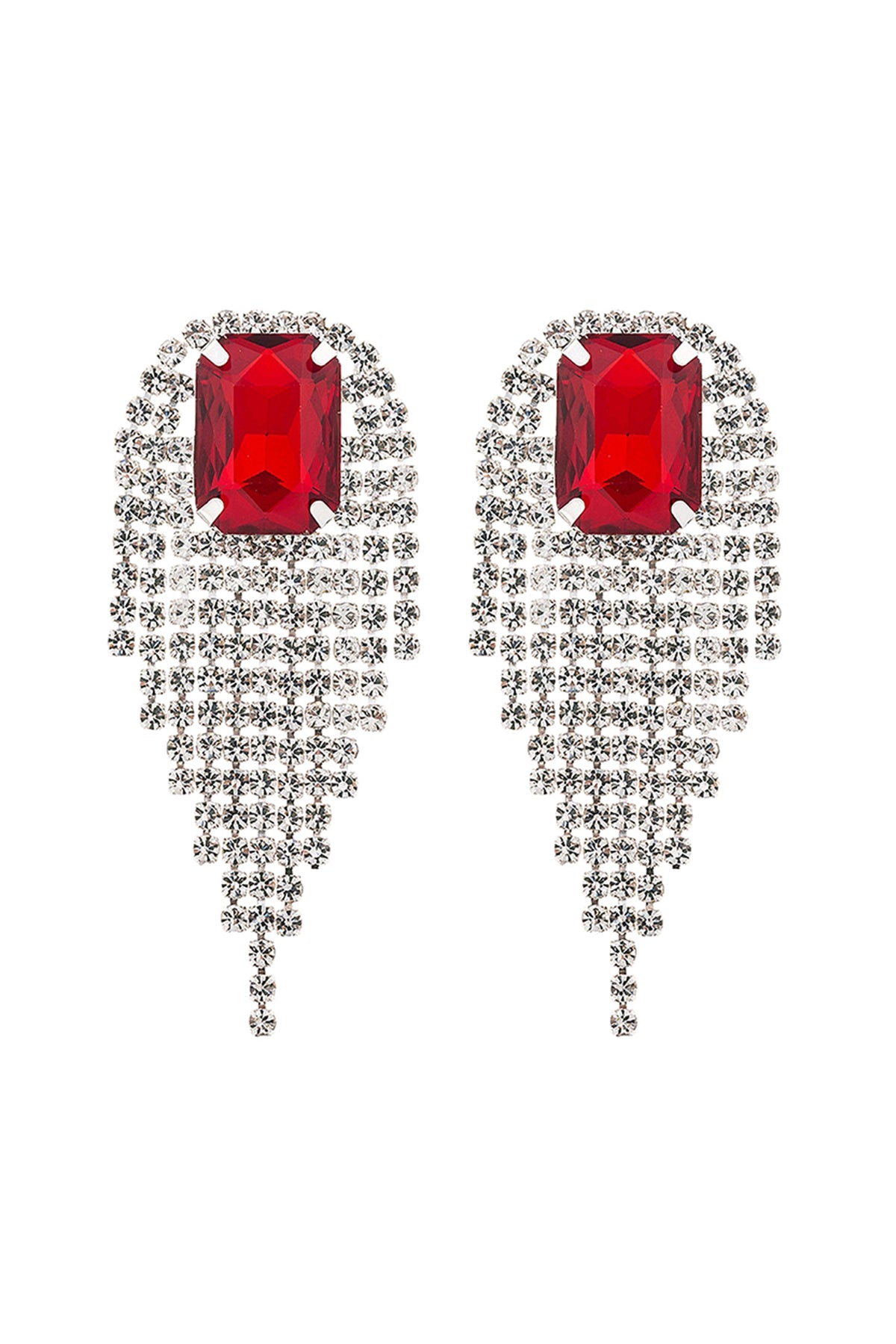 Rhinestone S2uare Fringe Tassel Earrings
