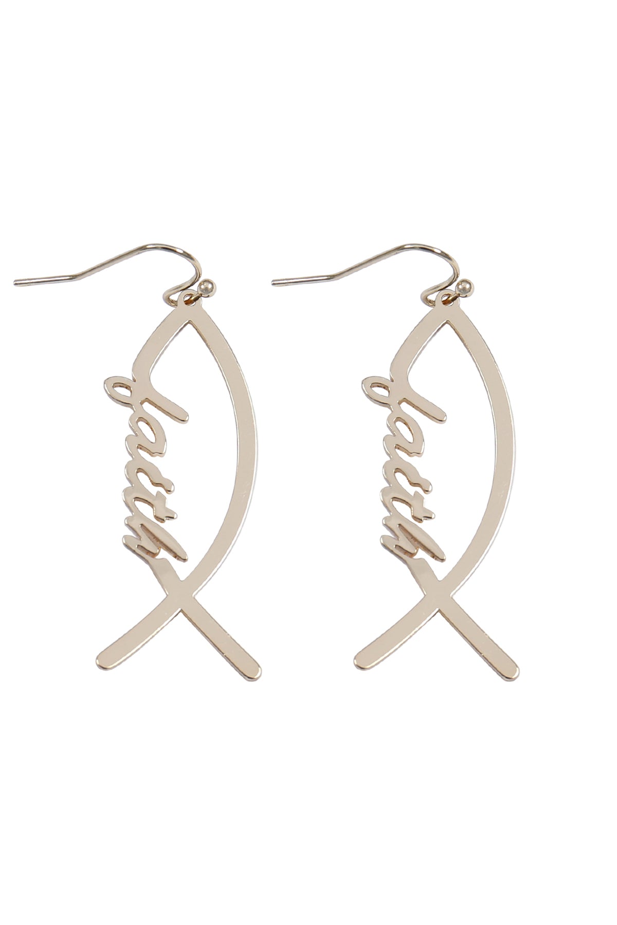 Faith Fish Hook Earrings Gold