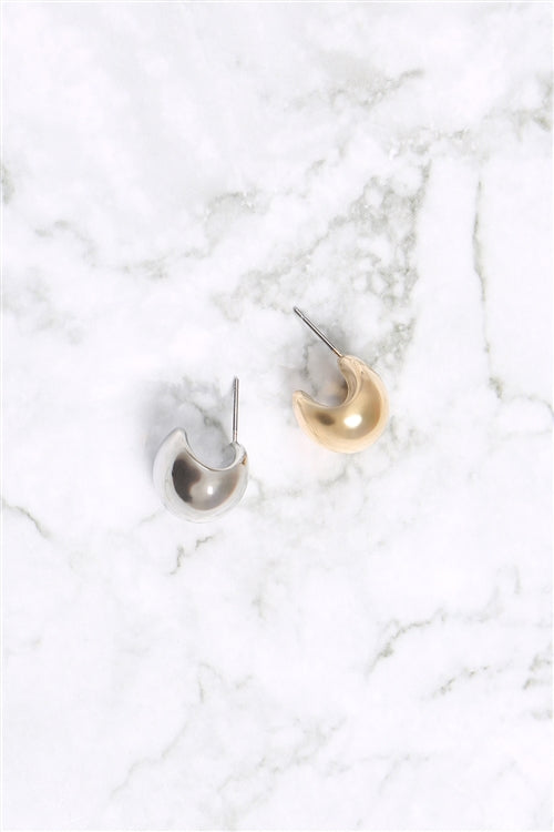 Puffy Dome Stud Earrings Silver