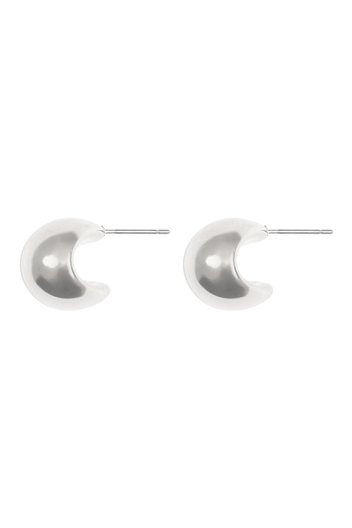 Puffy Dome Stud Earrings Silver