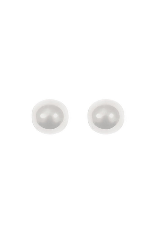Puffy Dome Stud Earrings Silver
