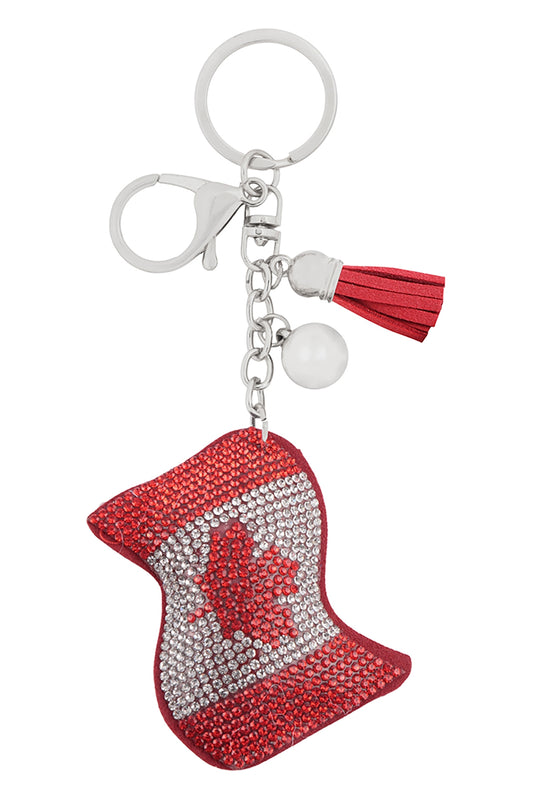 Canada Flag Suede Rhinestone Keychain