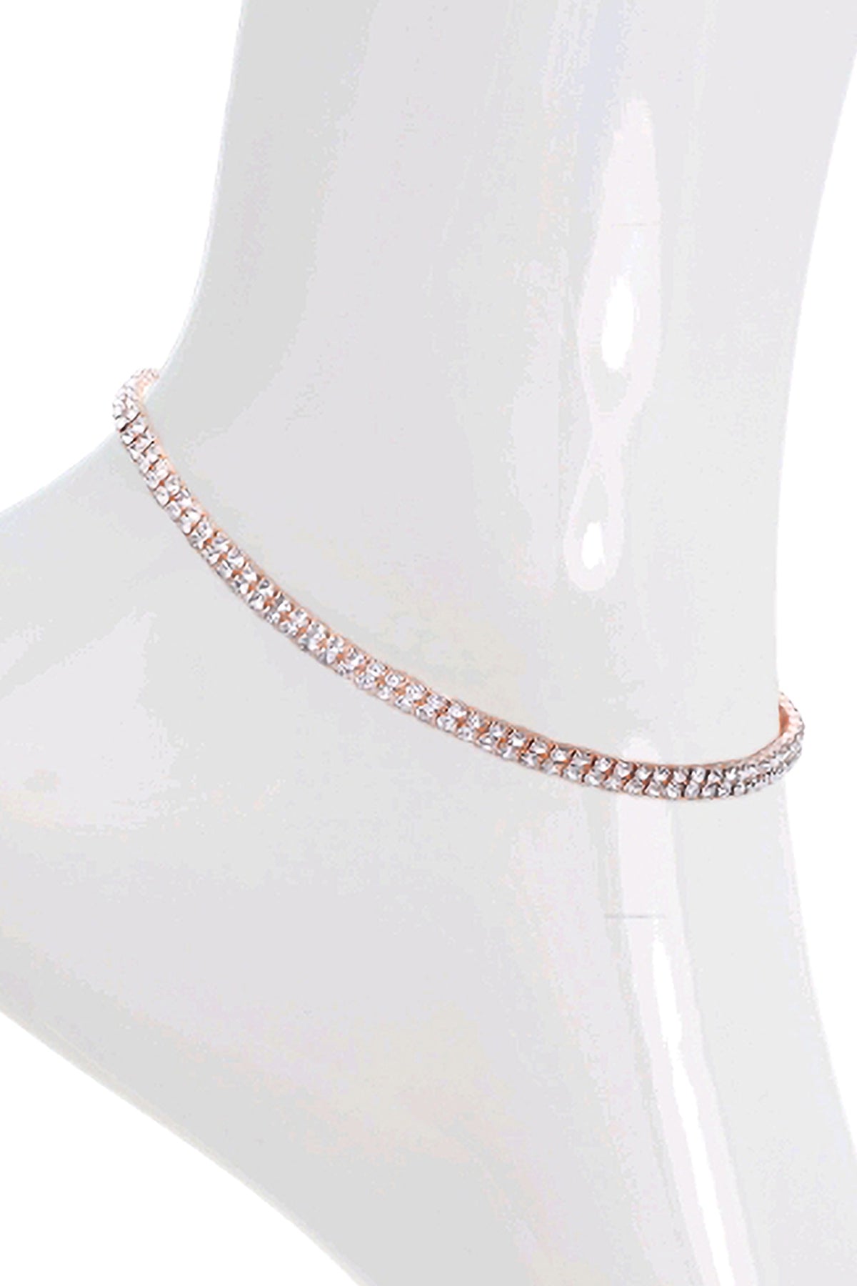 2mm Rhinestone 2 Row Anklet