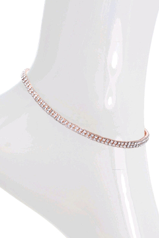 2mm Rhinestone 2 Row Anklet