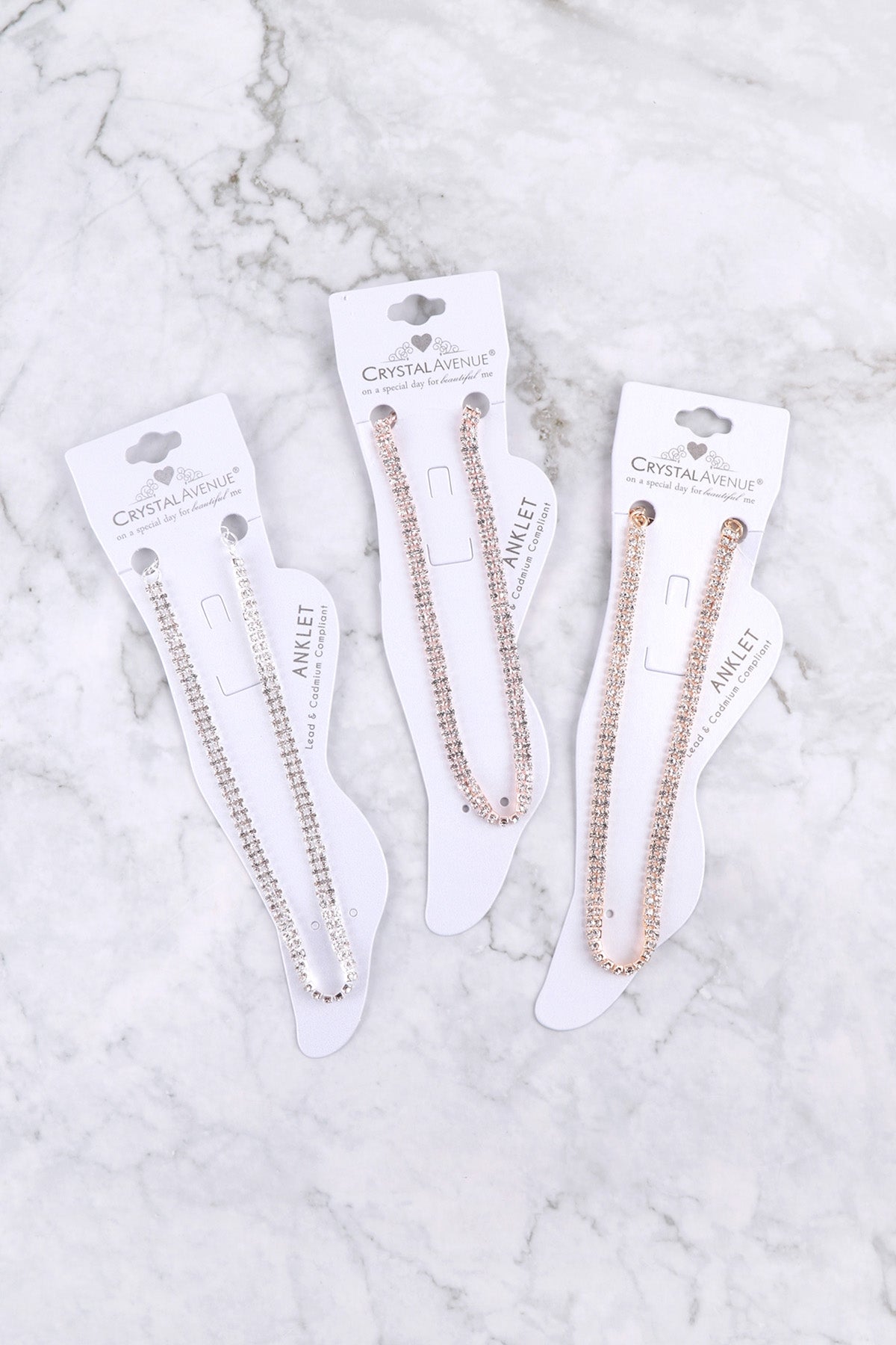 2mm Rhinestone 2 Row Anklet
