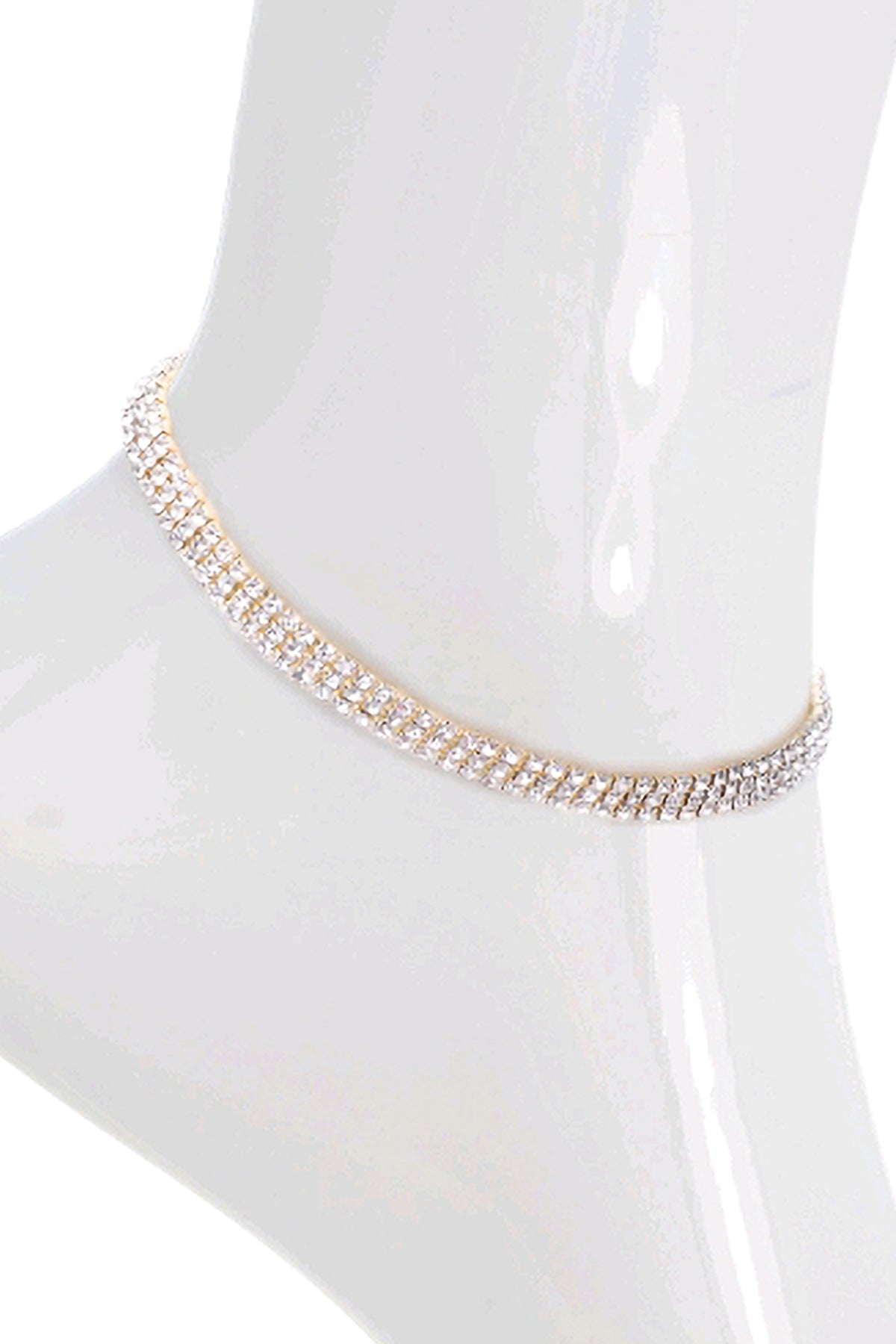 2mm Rhinestone 3 Row Anklet