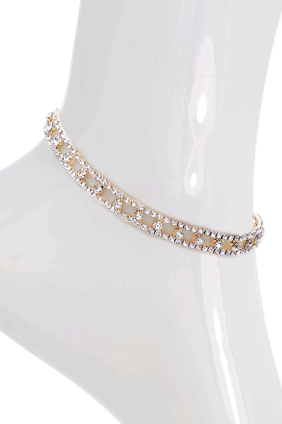 Rhinestone Railway Design Anklet