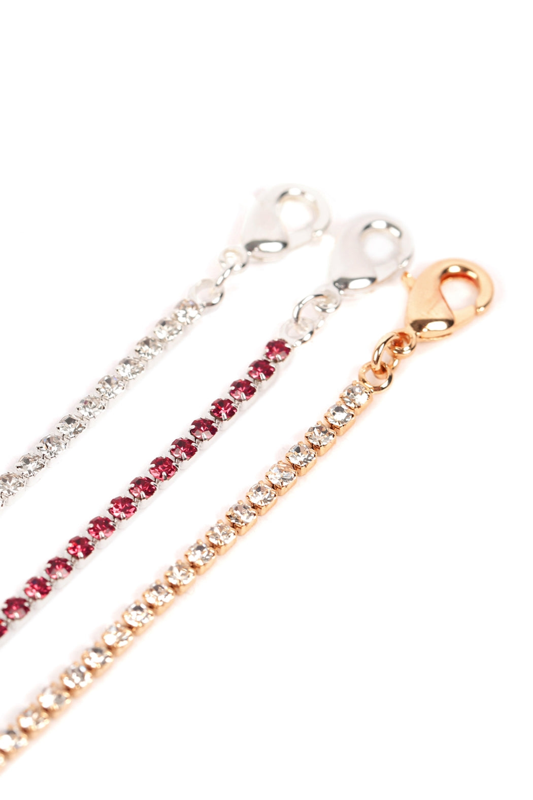 Rhinestone 3 Strands Mixed Anklet