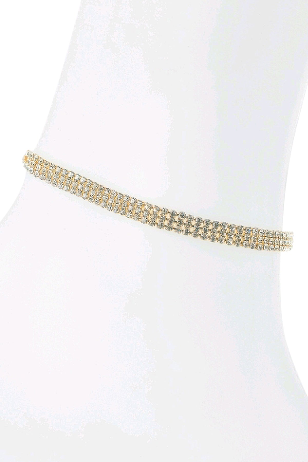 2mm Rhinestone 3 Line Anklet