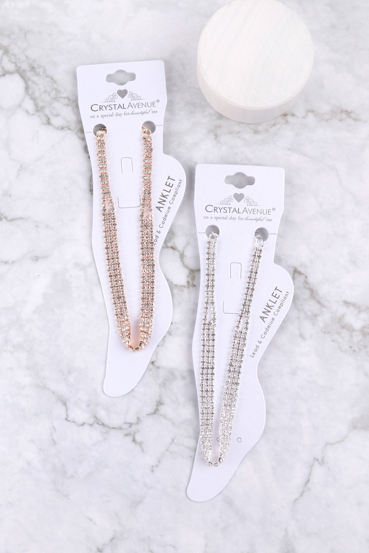 2mm Rhinestone 3 Line Anklet