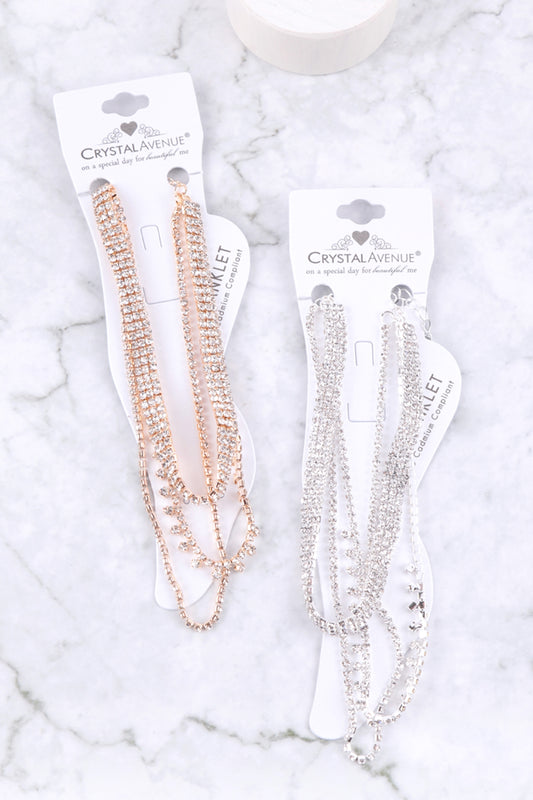 Rhinestone Dot Design 3 Layer Anklet