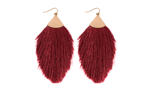 Tassel Drop Earrings Burgundy