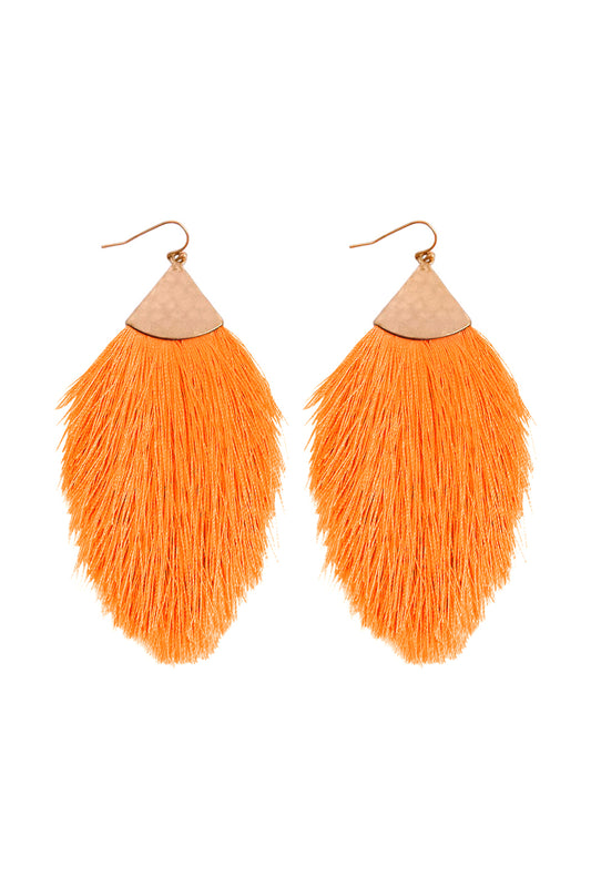 Tassel Drop Earrings Neon Orange