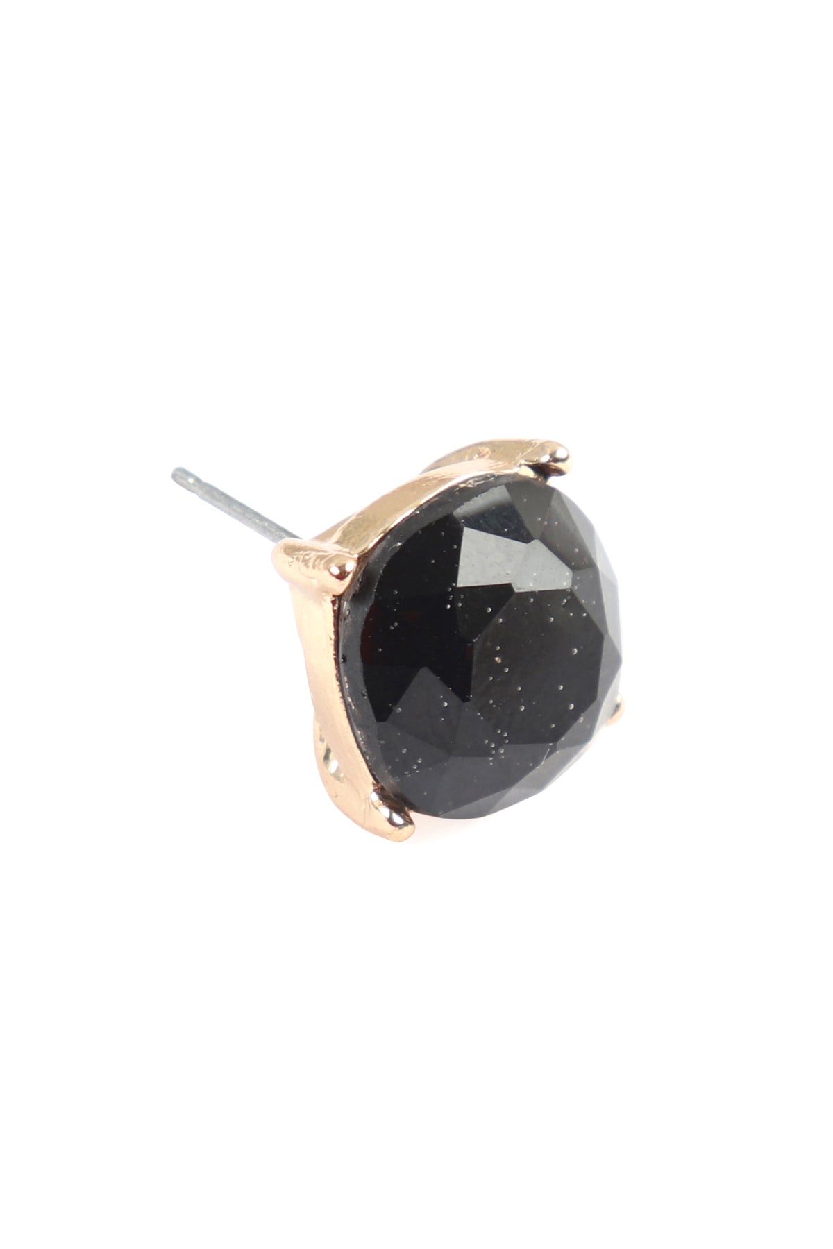 Gold Black Glitter Epoxy Stud Earrings
