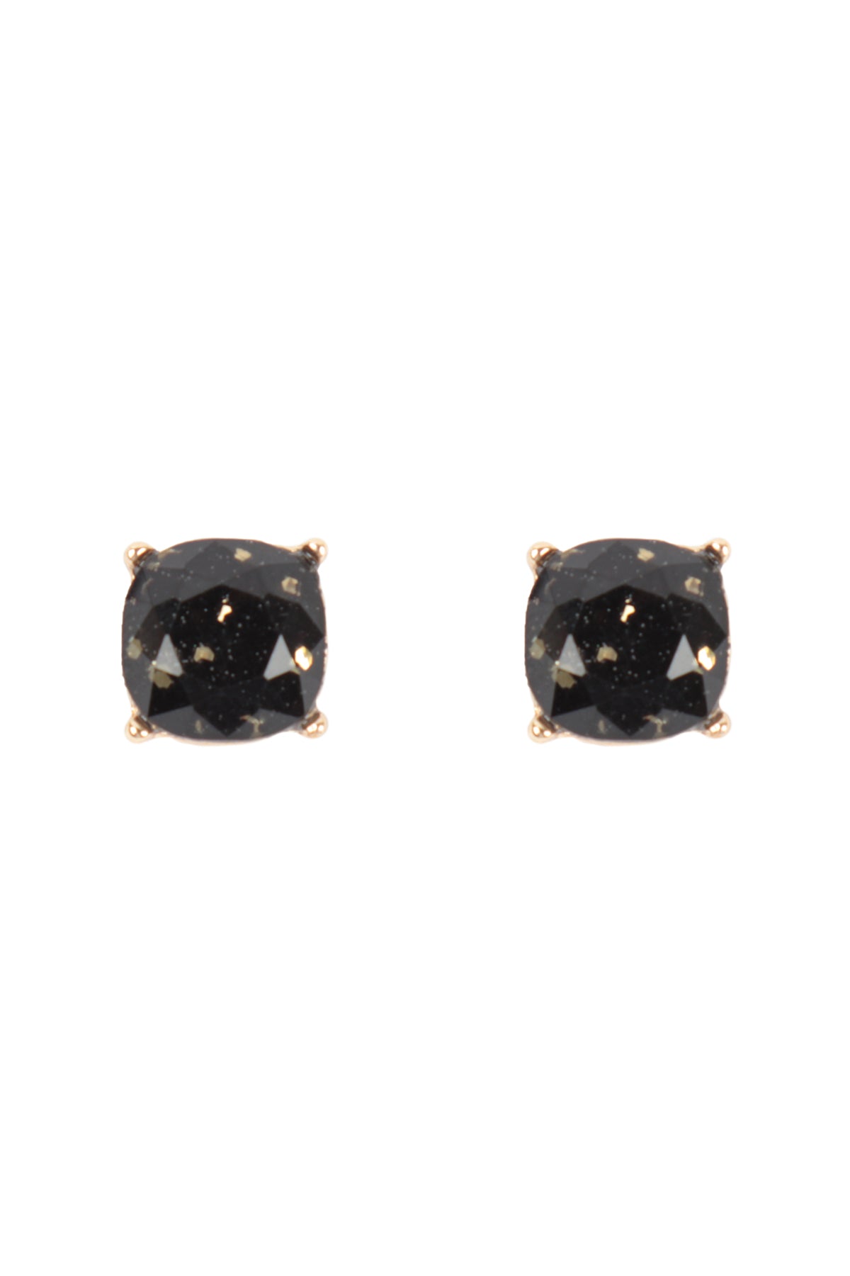 Gold Black Glitter Epoxy Stud Earrings