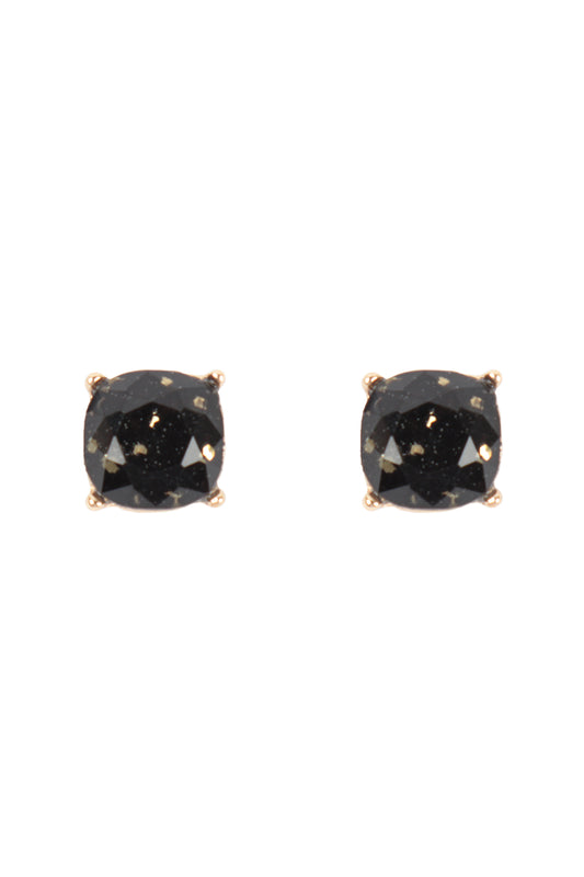 Gold Black Glitter Epoxy Stud Earrings