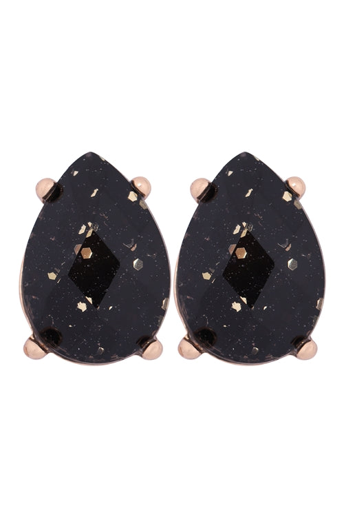 Glitter Epoxy Teardrop Post Earrings Black
