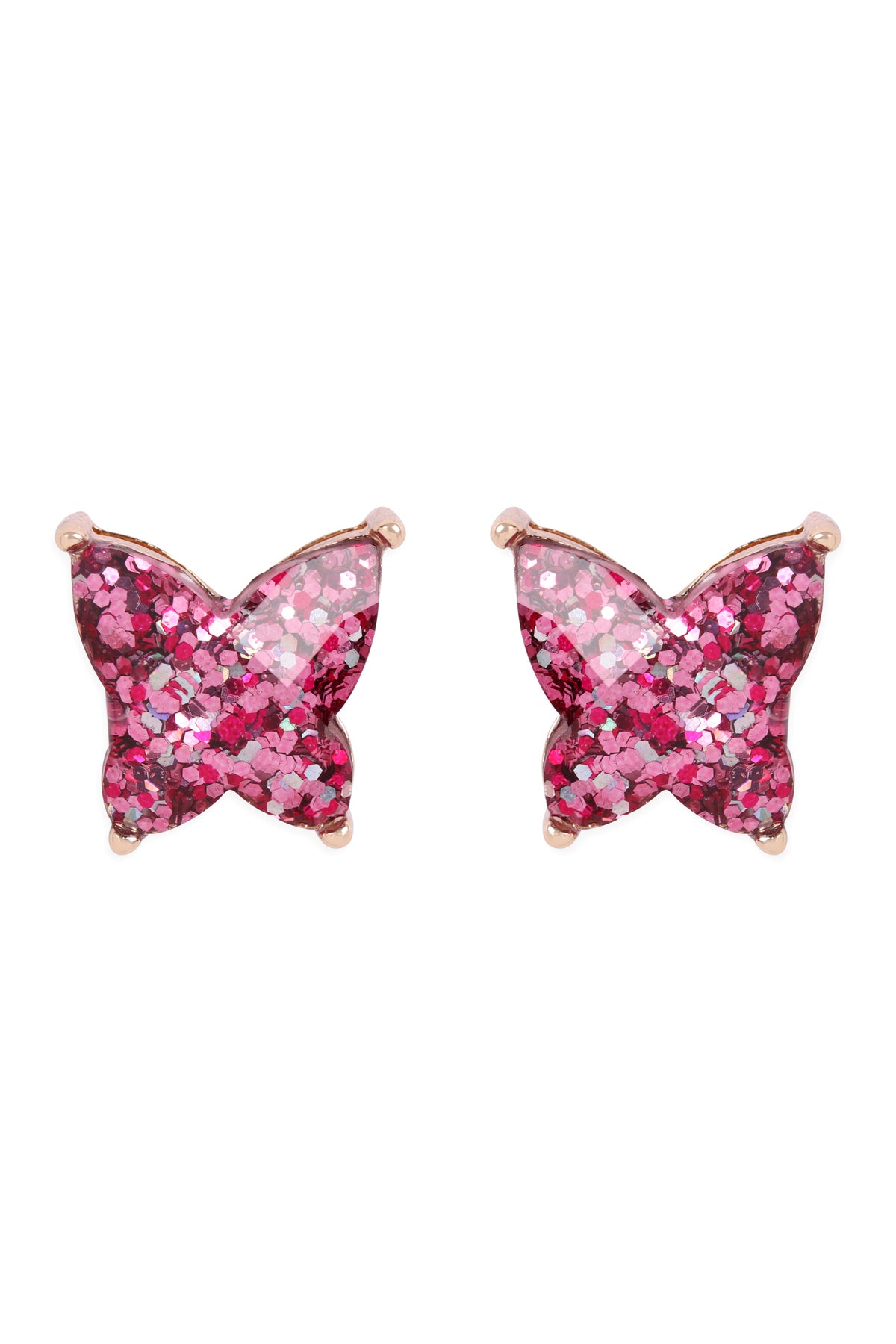 Butterfly Glitter Epoxy Earrings Fuchsia
