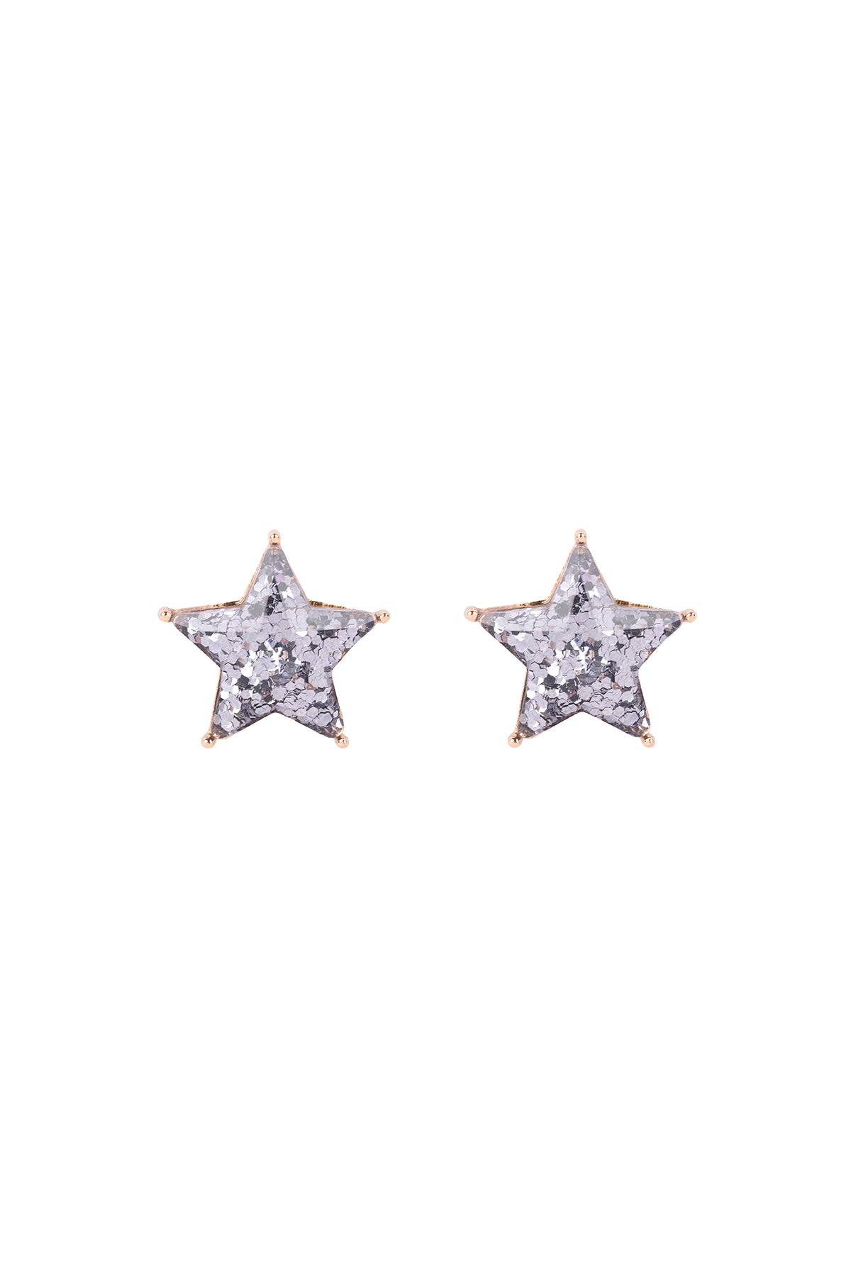 Star Glitter Epoxy Stud Earrings Gray