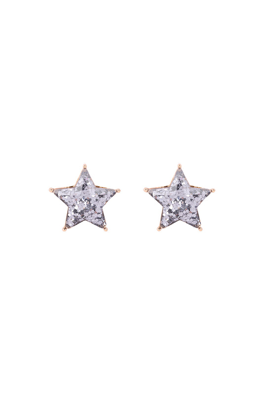 Star Glitter Epoxy Stud Earrings Gray