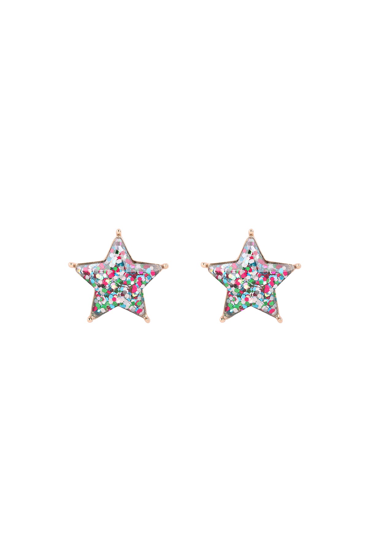 Star Glitter Epoxy Stud Earrings Multicolor